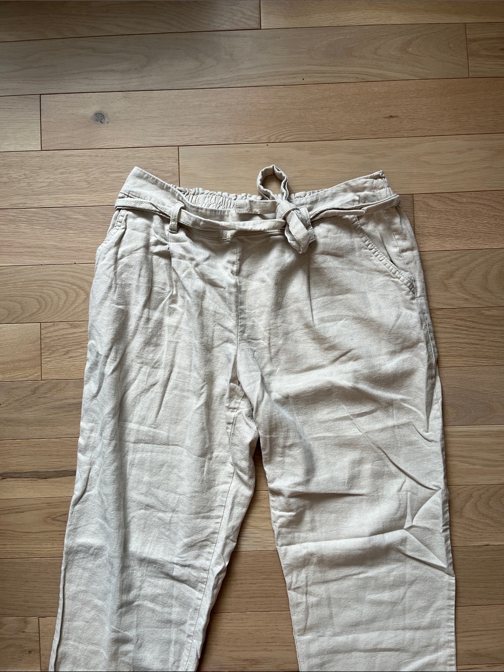 Cleo Tan linen Pants with belt buckle size medium - Picture 7 of 7
